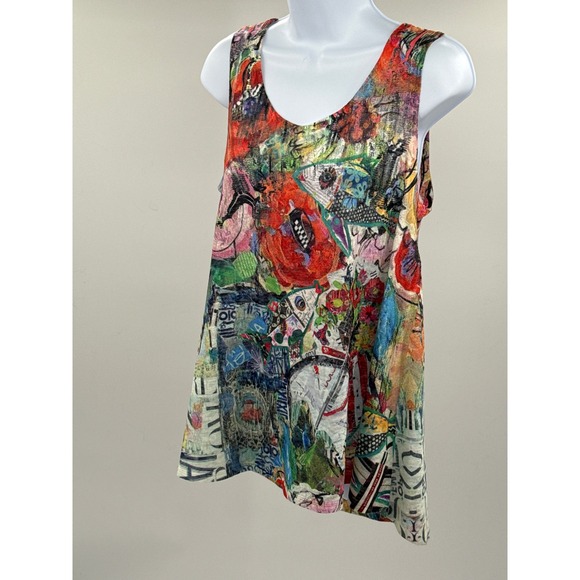 Et'Lois Tops - Et'Lois Womens Multi Color Collage Print Swing Tank Top C1011 CHERRY Made in USA